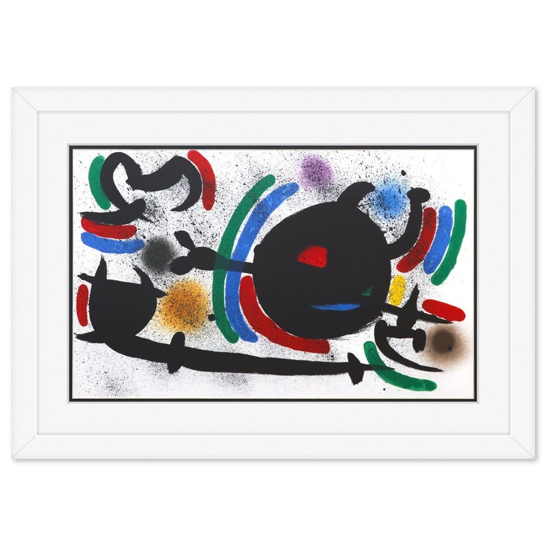 After Joan Miro- Lithograph on light wove paper "Miro lithographe I-13": Artist: After Joan Miro. Medium: Lithograph on light wove paper. Title: Miro lithographe I-13. Size: 12" x 20". Measures approx. 18.5" x 26" (framed). Certificate of Authenticity: Is included. Referen