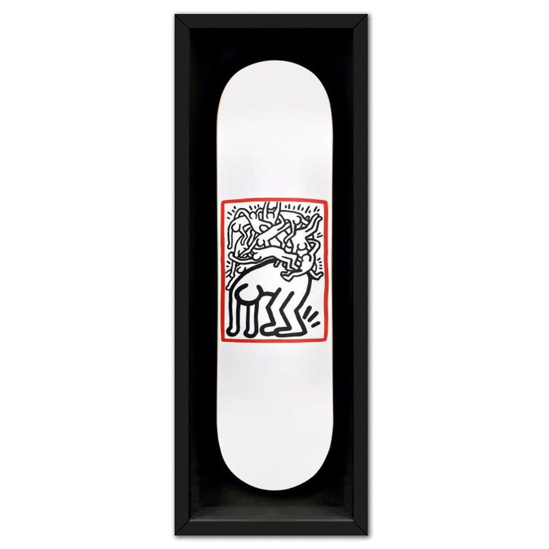 Keith Haring (1958-1990), "Fight AIDS" Framed Skateboard, Plate Signed with Letter of Authenticity.: Fight AIDS is a skateboard by Keith Haring (1958-1990), bearing the plate signature of the artist inverso. This comes custom framed. Includes Letter of Authenticity. Measures approx. 38" x 14.5" (fram