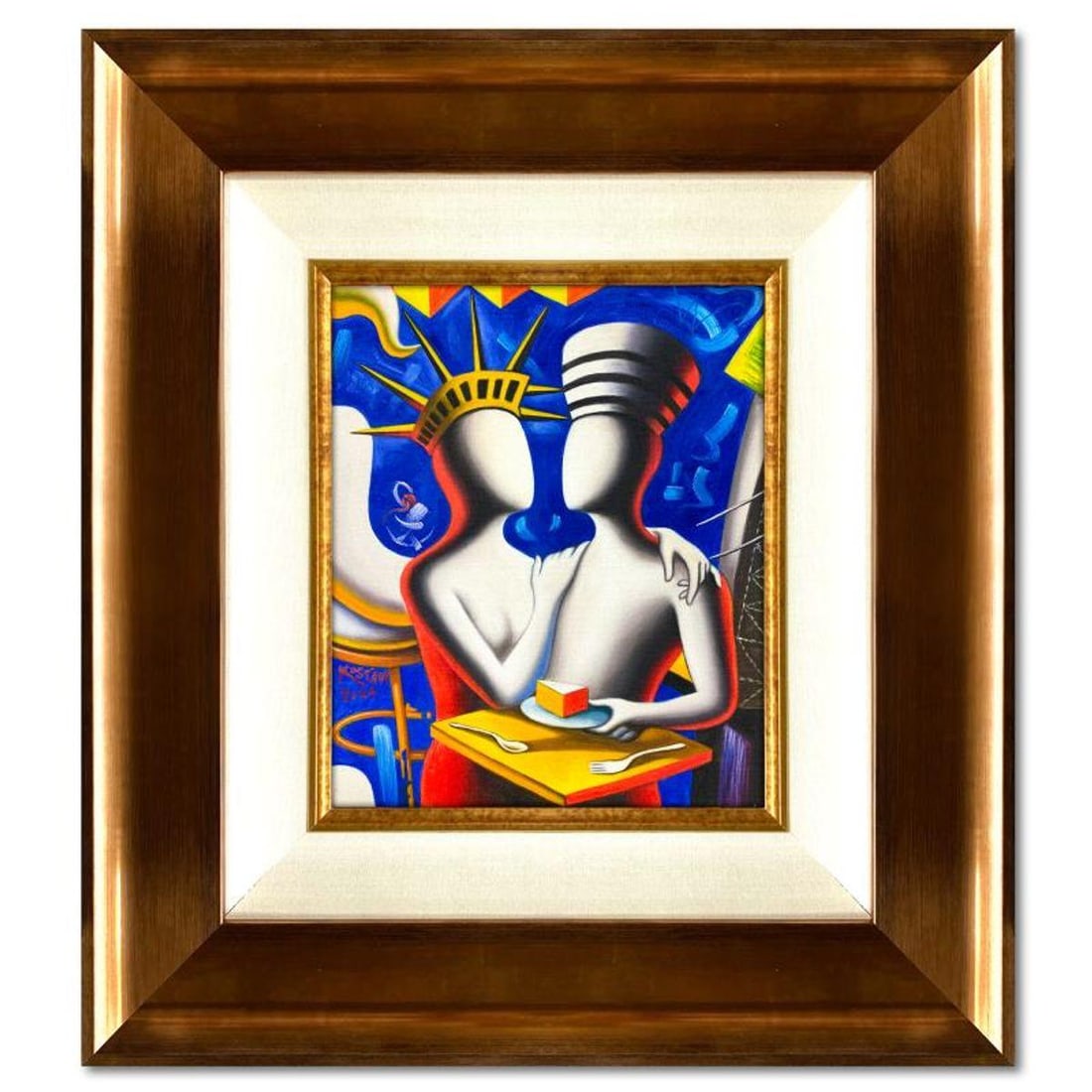 Mark Kostabi, "The Meaning of Freedom" Framed Original Oil Painting on Canvas, Hand Signed with: The Meaning of Freedom is an original oil painting on canvas by Mark Kostabi, hand signed by the artist. This piece comes framed. Includes Certificate of Authenticity. Measures approx. 22" x 20" (fram