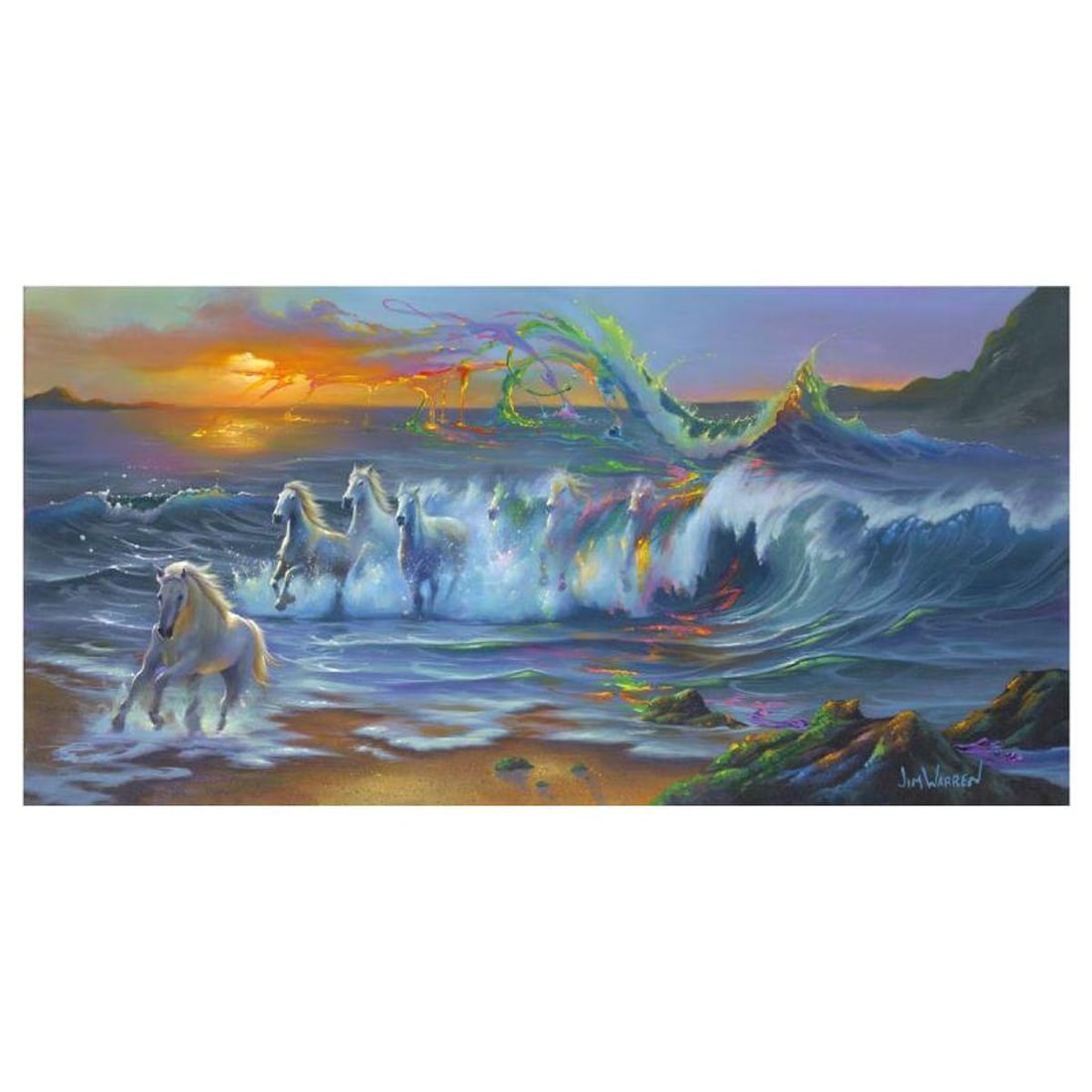 Jim Warren, "Living Color" Hand Signed, Artist Embellished AP Limited Edition Giclee on Canvas with: Living Color is an AP numbered, artist embellished limited edition giclee on canvas by Jim Warren. The piece is hand signed and accompanied by a letter of authenticity. Measures approximately 18" x 36