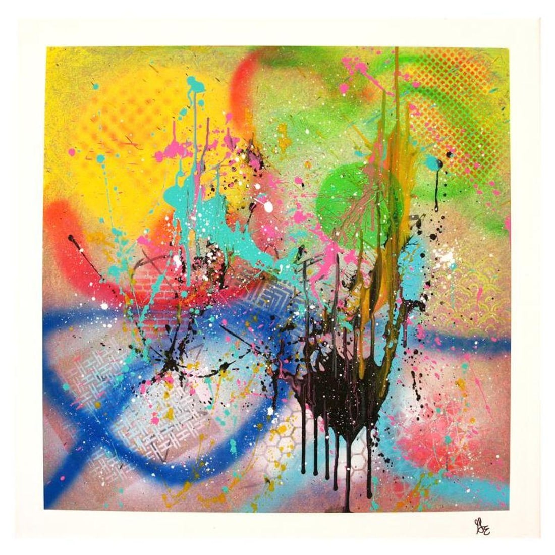 George Marlowe, "1Q84" Original Acrylic Painting on Gallery Wrapped Canvas, Hand Signed with Letter: 1Q84 is an original acrylic painting on canvas by George Marlowe, hand signed by the artist. This piece comes gallery wrapped. Includes Letter of Authenticity. Measures approx. 30" x 30" (image).