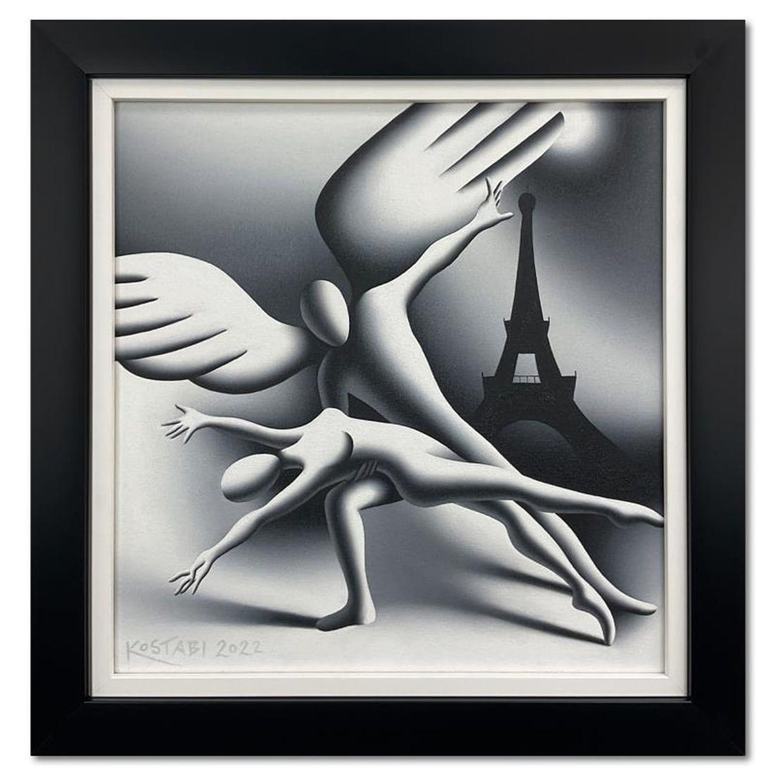 Mark Kostabi, "The Spirit" Framed Original Oil Painting on Canvas, Hand Signed with Letter of: The Spirit is an original oil painting on canvas by Mark Kostabi, hand signed by the artist. This piece comes framed. Includes Letter of Authenticity. Measures approx. 20.5" x 21" (frame), 16" x 16.5"