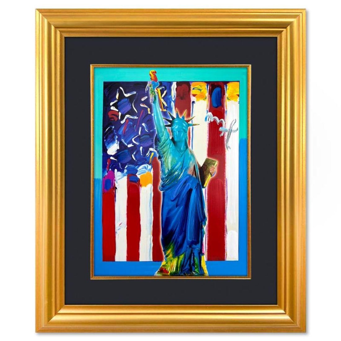 Peter Max, "United We Stand" Framed One-of-a-Kind Mixed Media, Hand Signed with Registration Number: United We Stand is a one-of-a-kind mixed media on paper, hand signed by Peter Max. The piece comes custom framed with a backside cutout to display Peter Max Studio registration number 331778 certifyin