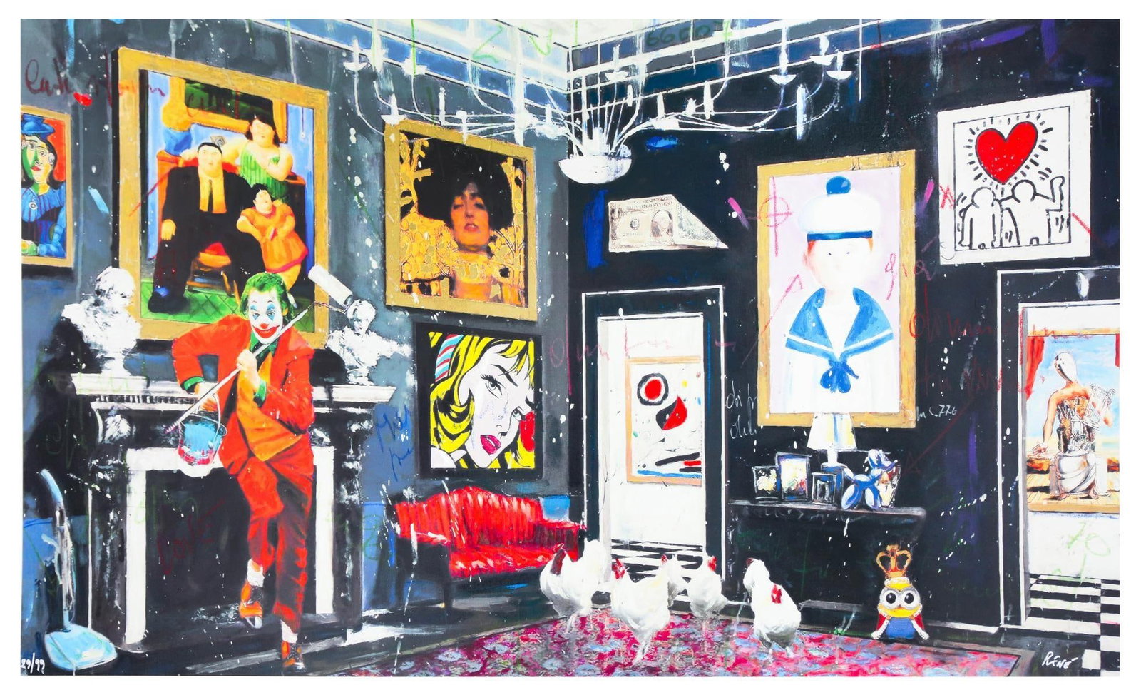 Rene- Silkscreen serigraph "A colorful day": Artist: Rene. Medium: Silkscreen serigraph. Title: A colorful day. Size: 30" x 55". Signature: Hand Signed and Numbered by the Artist. Certificate of Authenticity: Is Included. Reference#: 21613.