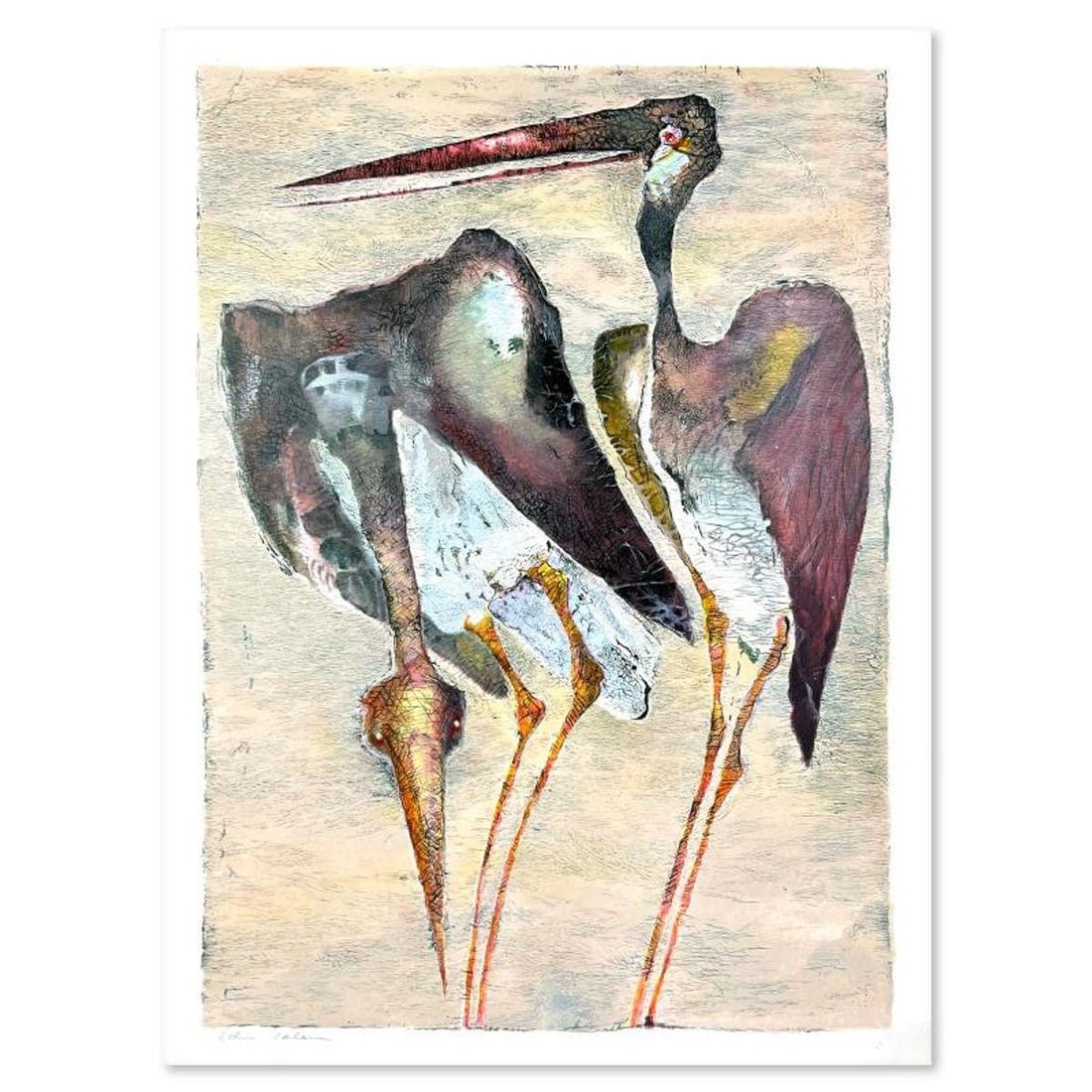 Edwin Salomon (1935-2014), "Birds" Limited Edition Serigraph, Hand Signed and Numbered; Letter of: Birds is a limited edition serigraph on paper by Edwin Salomon (1935-2014). The piece comes hand signed by the artist, numbered, and with a letter of authenticity. Measures approximately 20" x 26". Re