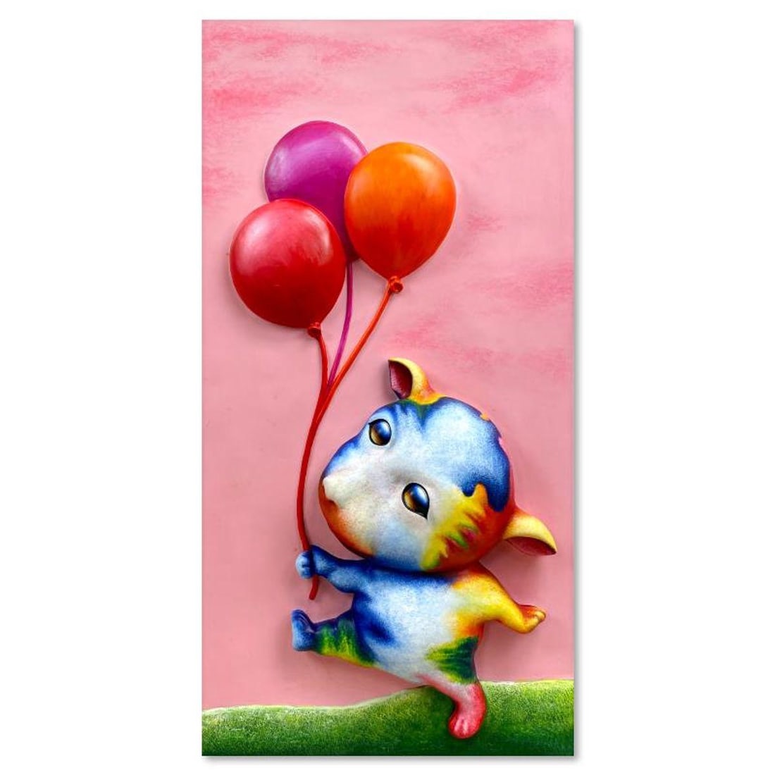 Wang, Hand Painted Limited Edition Bas Relief Sculpture, Numbered 1/3, Hand Signed and Letter of: This is a hand painted limited edition, dimensional art, bas relief sculpture by Wang. This piece is numbered 1/3 and hand signed in verso. Includes Letter of Authenticity. Please note there are some