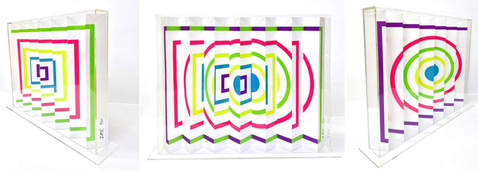 E.M. ZAX- Limited Edition Polymorph in lucite case: Artist: E.M. ZAX. Medium: Limited Edition Polymorph in lucite case. Size: 22" x 16". Signature: Signed and number. Reference#: 28597.