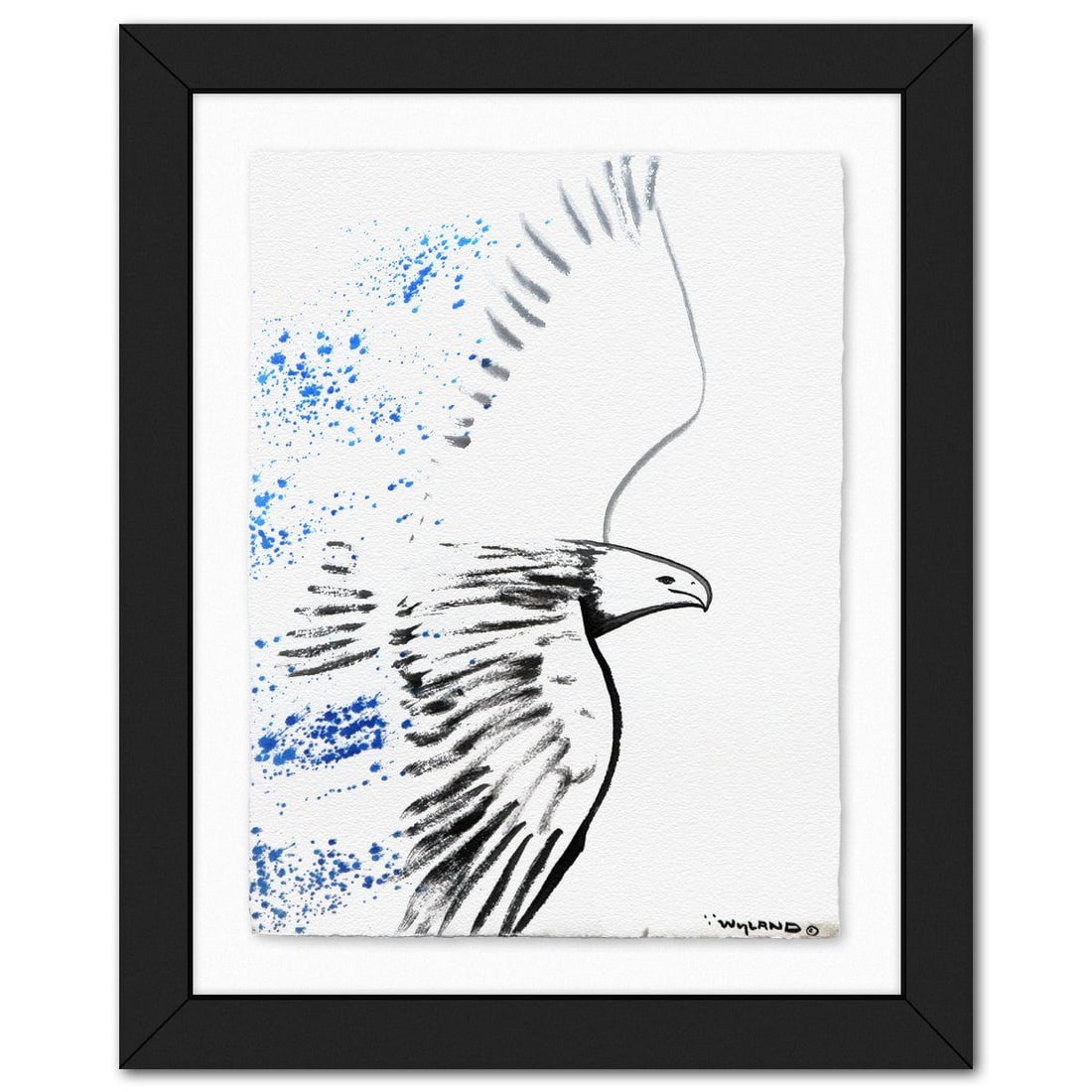 Wyland- Original Sumi Ink Painting "Eagle": Artist: Wyland. Medium: Original Sumi Ink Painting. Title: Eagle. Size: 30" x 23". Measures approx. 40" x 33" (framed). Signature: Hand signed by the artist. Certificate of Authenticity: Is included.