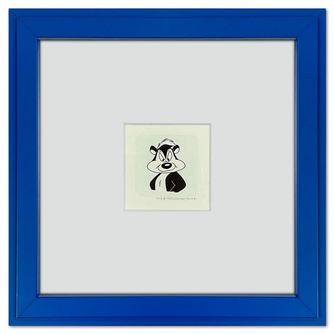 Pepe le Pew Framed Limited Edition Etching with Hand Tinted Color from Warner Bros., Numbered with: Pepe le Pew is a limited edition etching on paper with hand tinted coloring from Warner Bros., numbered and dated 1999. This piece comes framed. Measures approx. 9" x 9" (frame), 2" x 2.5" (image). Re