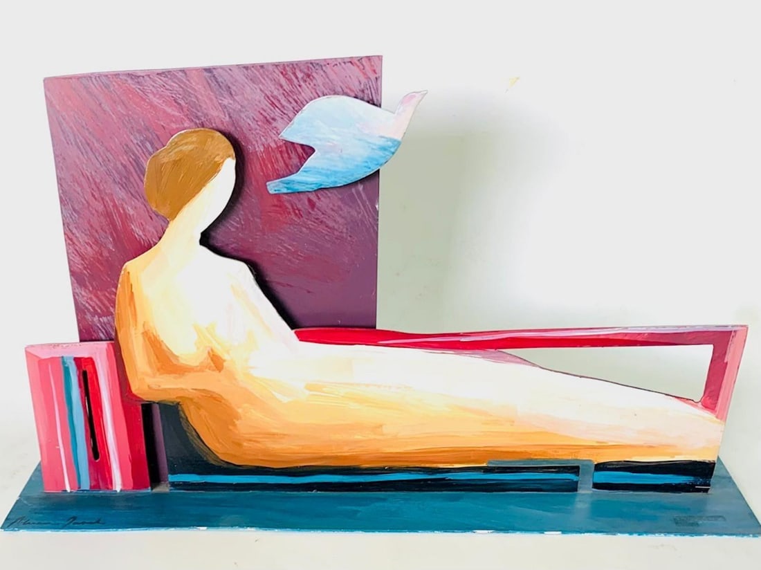 Adriana Naveh- Original hand painted metal sculpture: Artist: Adriana Naveh. Medium: Original hand painted metal sculpture. Size: 12" x 24". Signature: Signed. Additional: Size: 12x24x4". Reference#: 28384.