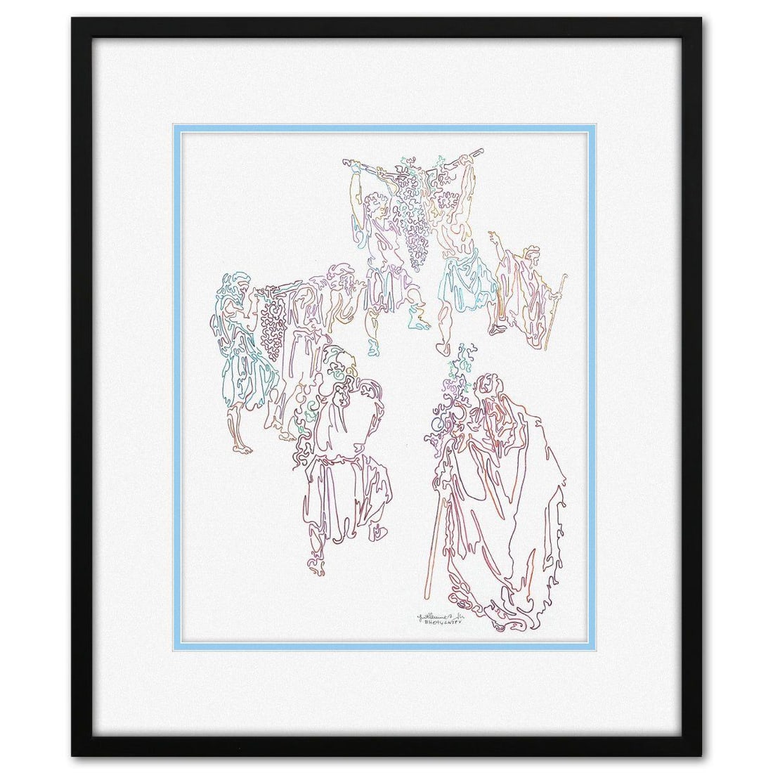 Guillaume Azoulay- Original Pen and Ink Drawing "BH 94 LWSPV": Artist: Guillaume Azoulay. Medium: Original Pen and Ink Drawing. Title: BH 94 LWSPV. Size: 15" x 12". Measures approx. 21" x 18" (framed). Signature: Hand Signed. Additional: Minor damages to the glas