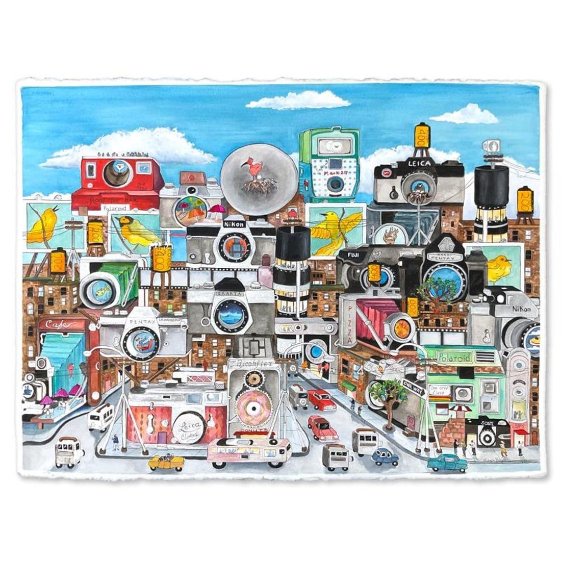 Linnea Pergola, "Clicks" Original Painting, Hand Signed with Letter of Authenticity.: Clicks is an original painting, watercolor on paper, by Linnea Pergola. The piece is hand signed by the artist and comes with a letter of authenticity. Measures approximately 22" x 30".