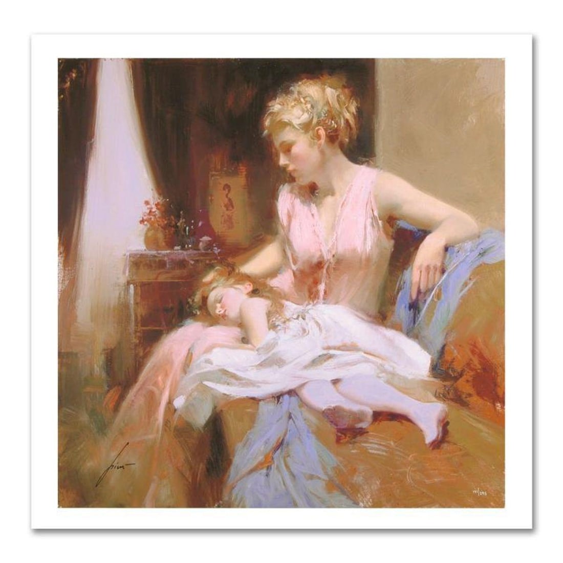 Pino (1939-2010), "Long Day" Limited Edition on Canvas, Numbered and Hand Signed with Certificate of: Long Day is a limited edition giclee on canvas by Pino (1939-2010), numbered and hand signed by the artist. Includes Certificate of Authenticity. Measures approx. 12" x 12" (image). Reference#: 93055.