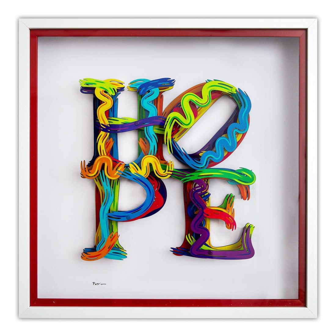 Patricia Govezensky- 3D Multilayered Woodcut "Strokes of Hope": Artist: Patricia Govezensky. Medium: 3D Multilayered Woodcut. Title: Strokes of Hope. Size: 17" x 17". Measures approx. 22" x 22" (framed). Signature: Hand Signed by the artist. Certificate of Authent