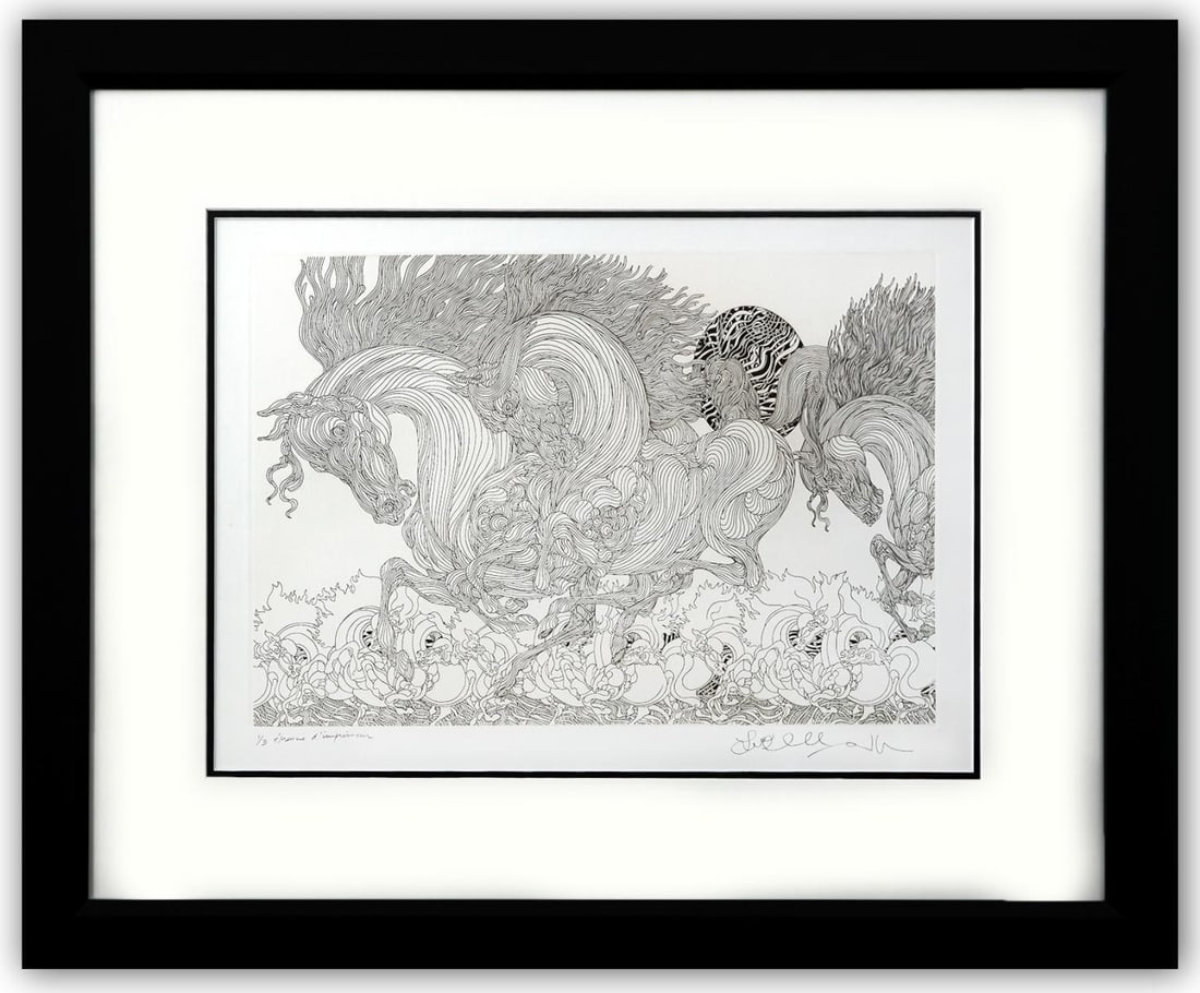 Guillaume Azoulay- Original Etching: Artist: Guillaume Azoulay. Medium: Original Etching. Size: 16" x 22". Measures approx. 27" x 34" (framed). Signature: Hand Signed and Numbered by the artist. Certificate of Authenticity: Is included.