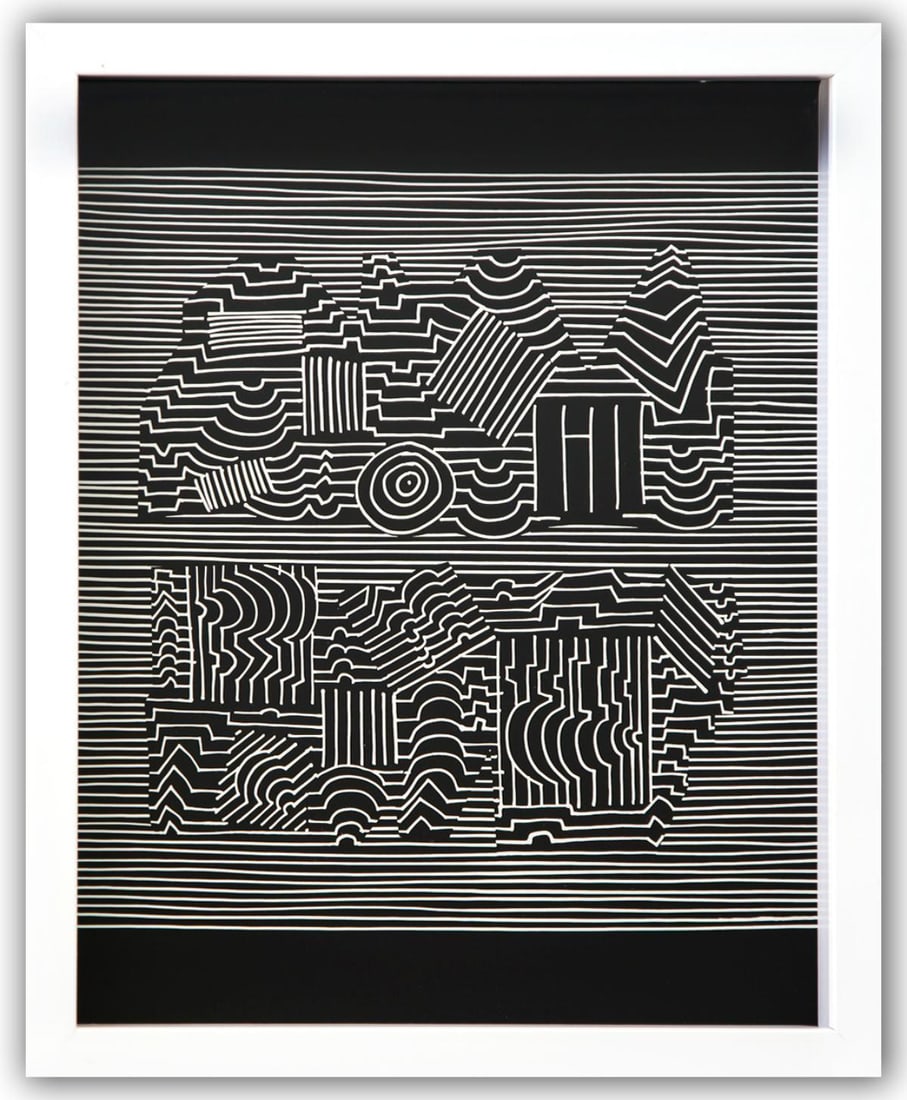 Victor Vasarely- Heliogravure Print "Untitled": Artist: Victor Vasarely. Medium: Heliogravure Print. Title: Untitled. Size: 13" x 10". Measures approx. 15" x 12" (framed). Additional: Custom Framed. Reference#: 21531.