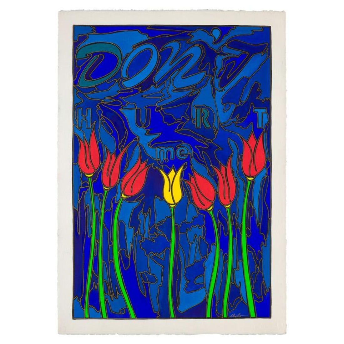 Alex Echo, "Don't Hurt Me" Hand Signed Original Painting with Letter of Authenticity.: Don't Hurt Me is an original painting, gouache on paper by Alex Echo. Hand signed and accompanied by a letter of authenticity. Measures approximately 37" x 25".