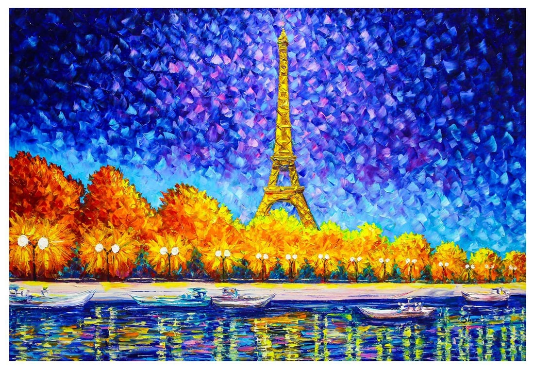 Svyatoslav Shyrochuk- Original Oil on Canvas "City Of Lights": Artist: Svyatoslav Shyrochuk. Medium: Original Oil on Canvas. Title: City Of Lights. Size: 24" x 36". Signature: Hand Signed by the artist. Certificate of Authenticity: From the publisher. Reference#: