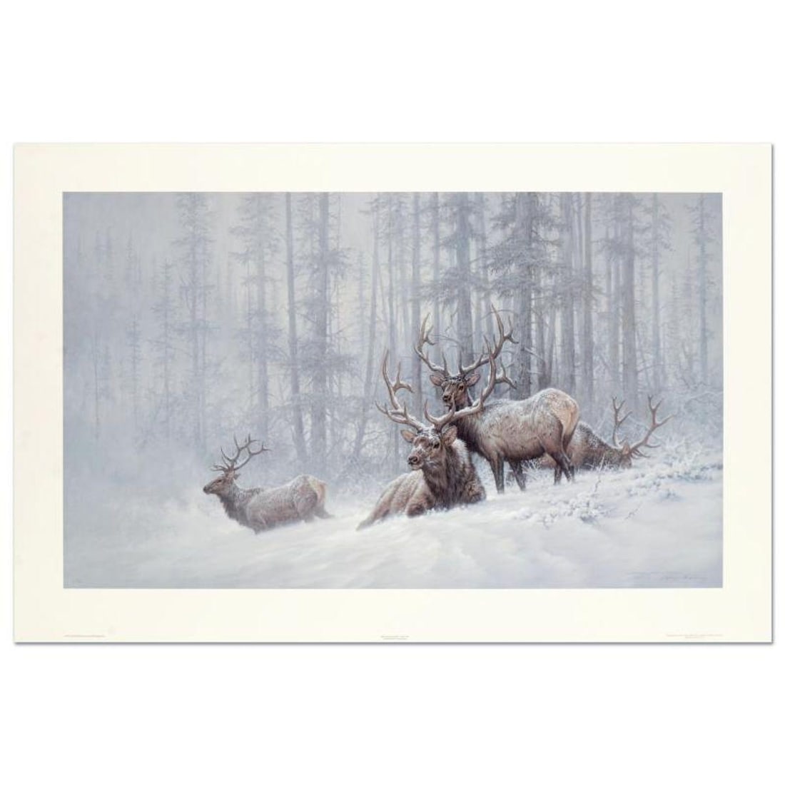 Larry Fanning (1938-2014), "Mountain Majesty - Bull Elk" Limited Edition Lithograph, Numbered and: Mountain Majesty - Bull Elk is a limited edition lithograph on paper by Larry Fanning (1938-2014), numbered and hand signed with a Letter of Authenticity. Measures approximately 32.5" x 19.5" (image).