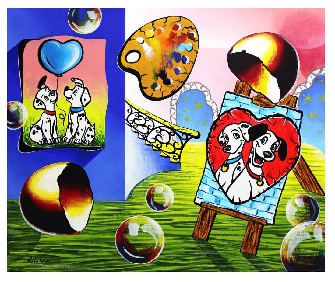 Alexander Astahov- Original Oil on Canvas "Love Dalmatian": Artist: Alexander Astahov. Medium: Original Oil on Canvas. Title: Love Dalmatian. Size: 20" x 24". Signature: Hand Signed by the artist. Certificate of Authenticity: From the publisher. Reference#: 13
