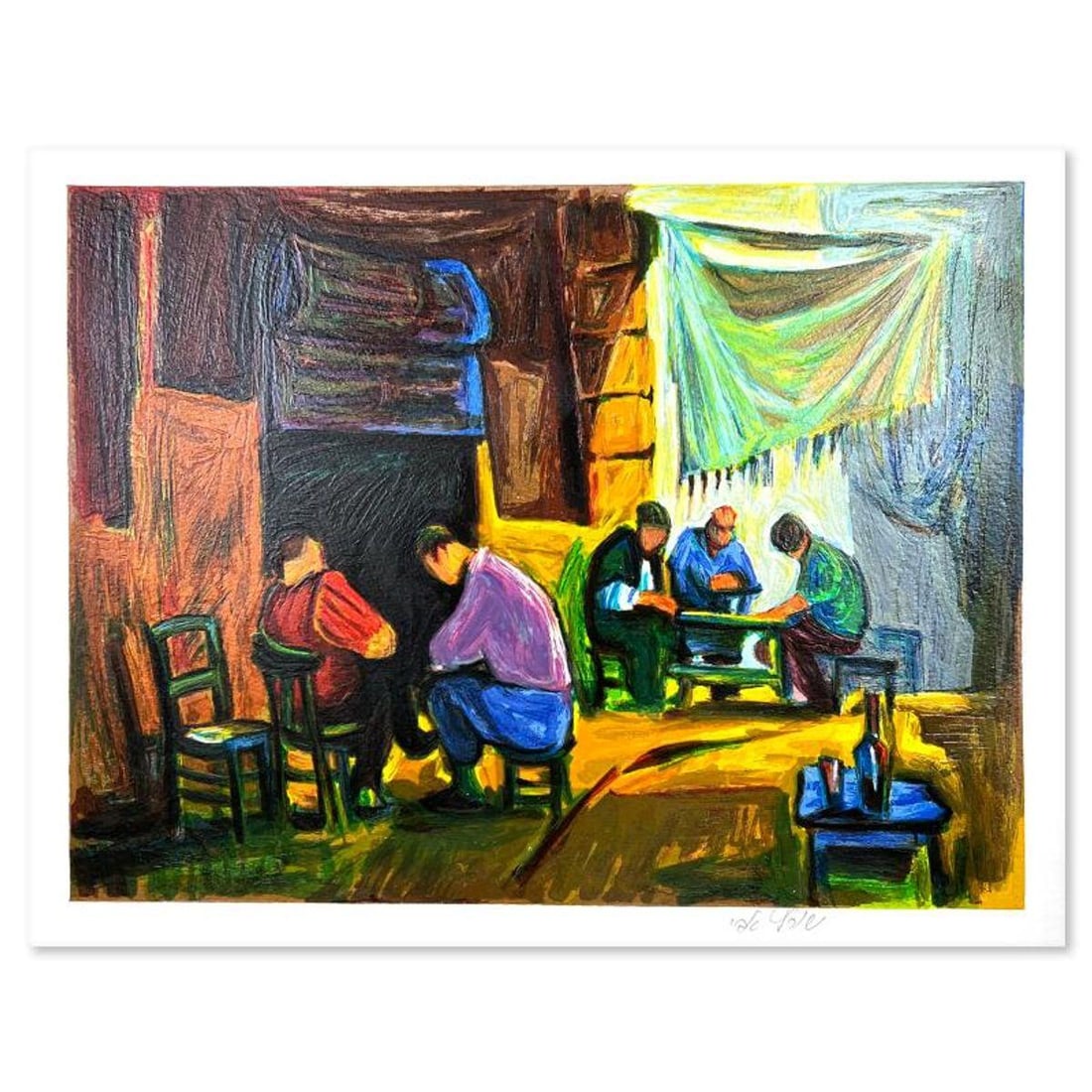 Avi Schwartz, "Jaffa Cafe" Hand Signed, Numbered Limited Edition with Letter of Authenticity.: Jaffa Cafe is a limited edition on paper by Avi Schwartz. The piece comes hand signed by the artist, numbered, and with a letter of authenticity. Measures approximately 10" x 15". Reference#: 93552.