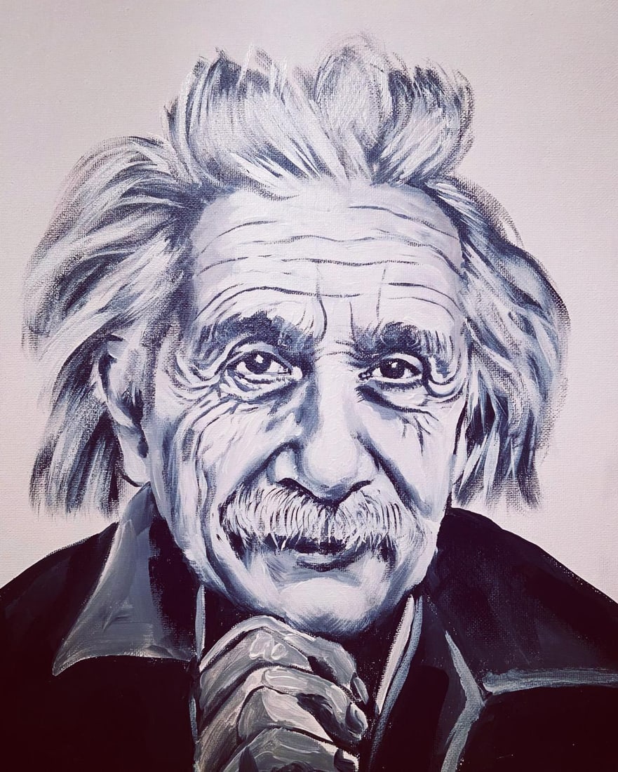Sylvia Cohen- Original painting on canvas "Einstein": Artist: Sylvia Cohen. Medium: Original painting on canvas. Title: Einstein. Size: 12" x 16". Signature: Signed. Reference#: 42443.