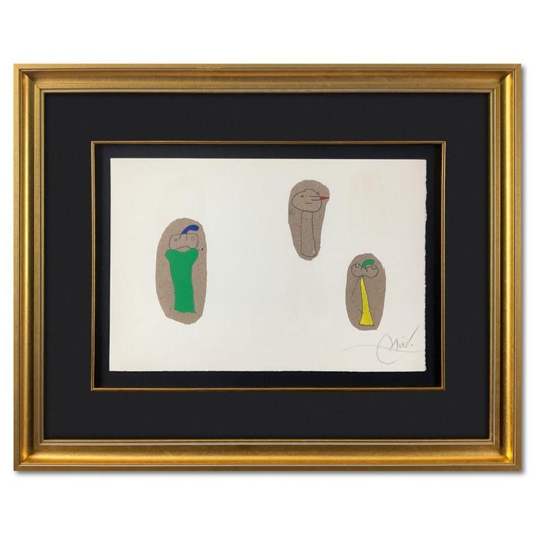 Joan Miro (1893-1983), "M. 1004 from L'enfance d'Ubu" Framed Limited Edition Lithograph, Hand Signed: M. 1004 from L'enfance d'Ubu is a limited edition lithograph on Velin Arches paper. This piece is hand signed by Joan Miro (1893-1983). The suite portfolio that this piece comes from is numbered but t