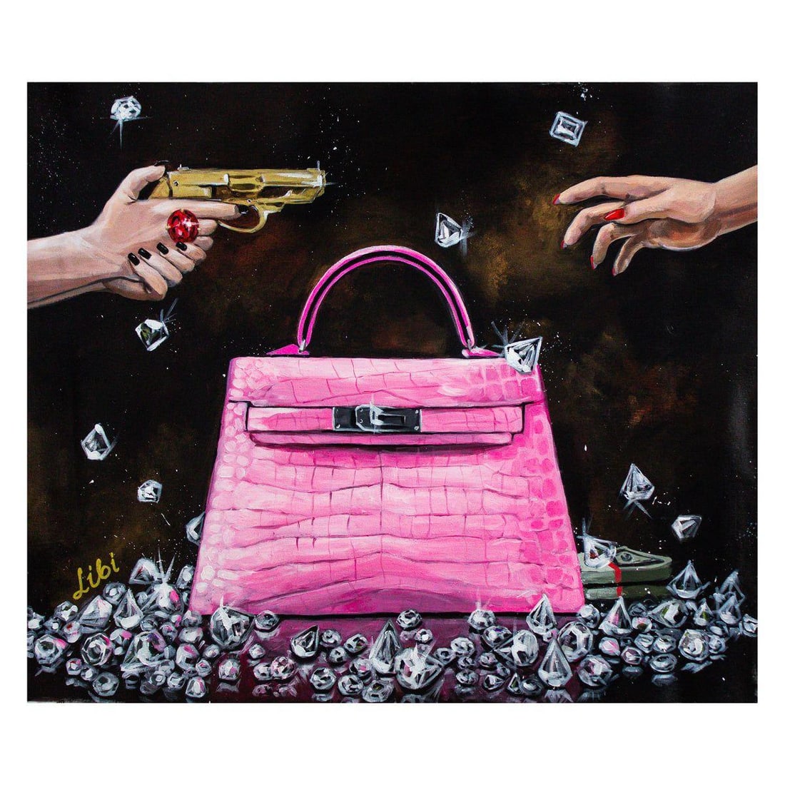 Libi- Original Acrylic on Canvas "High Stakes Luxury": Artist: Libi. Medium: Original Acrylic on Canvas. Title: High Stakes Luxury. Size: 24" x 30". Signature: Hand Signed by the artist. Certificate of Authenticity: From the publisher. Reference#: 60522.