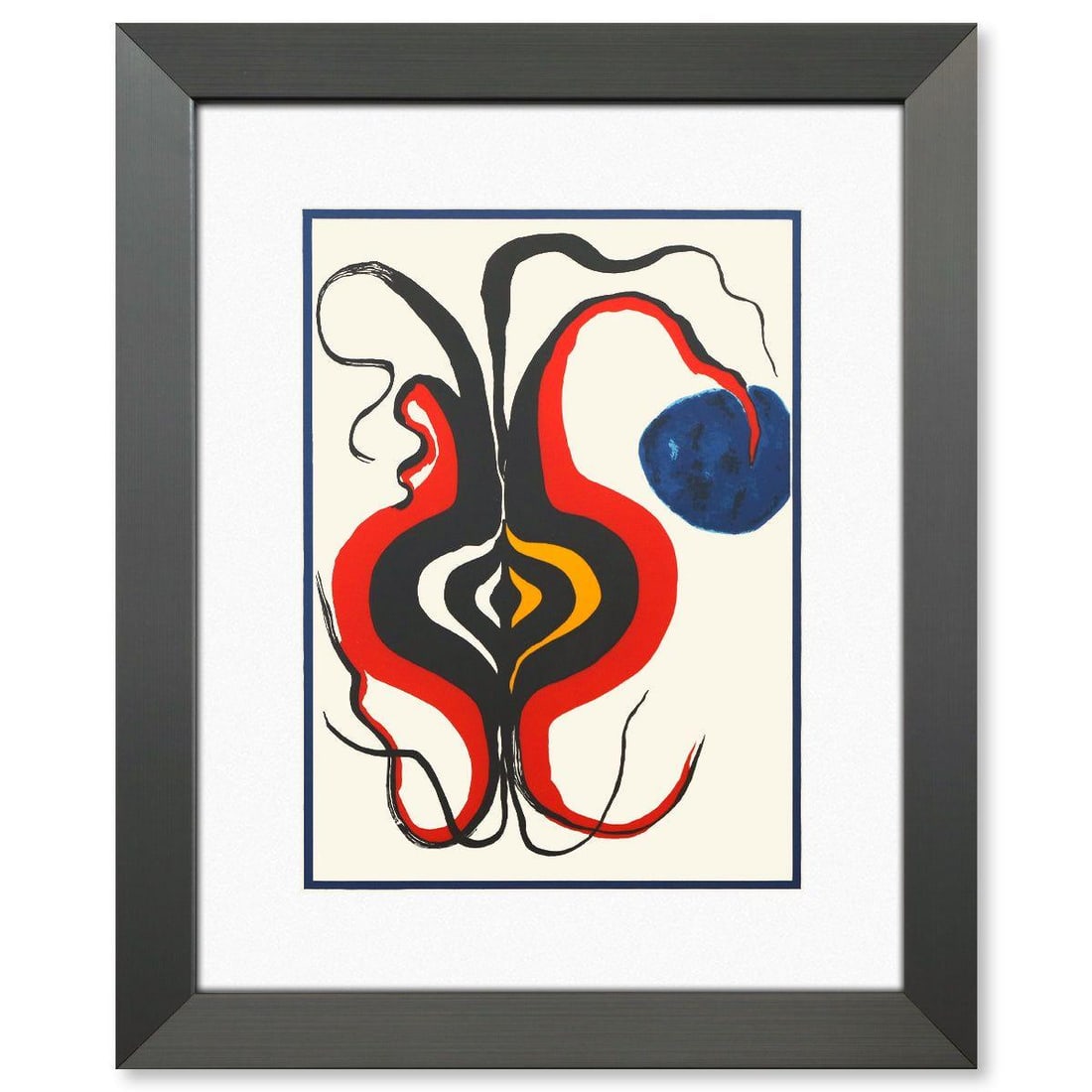 Alexander Calder- Lithograph "DLM156 - BULBE": Artist: Alexander Calder. Medium: Lithograph. Title: DLM156 - BULBE. Size: 15" x 11". Measures approx. 23" x 19" (framed). Certificate of Authenticity: Is included. Reference#: 45501.