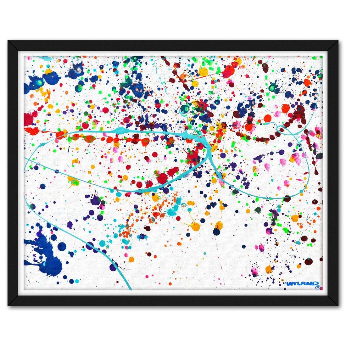 Wyland- Original Painting on Canvas "Abstract": Artist: Wyland. Medium: Original Painting on Canvas. Title: Abstract. Size: 30" x 40". Measures approx. 36" x 45" (framed). Signature: Hand signed. Certificate of Authenticity: Is included. Reference#