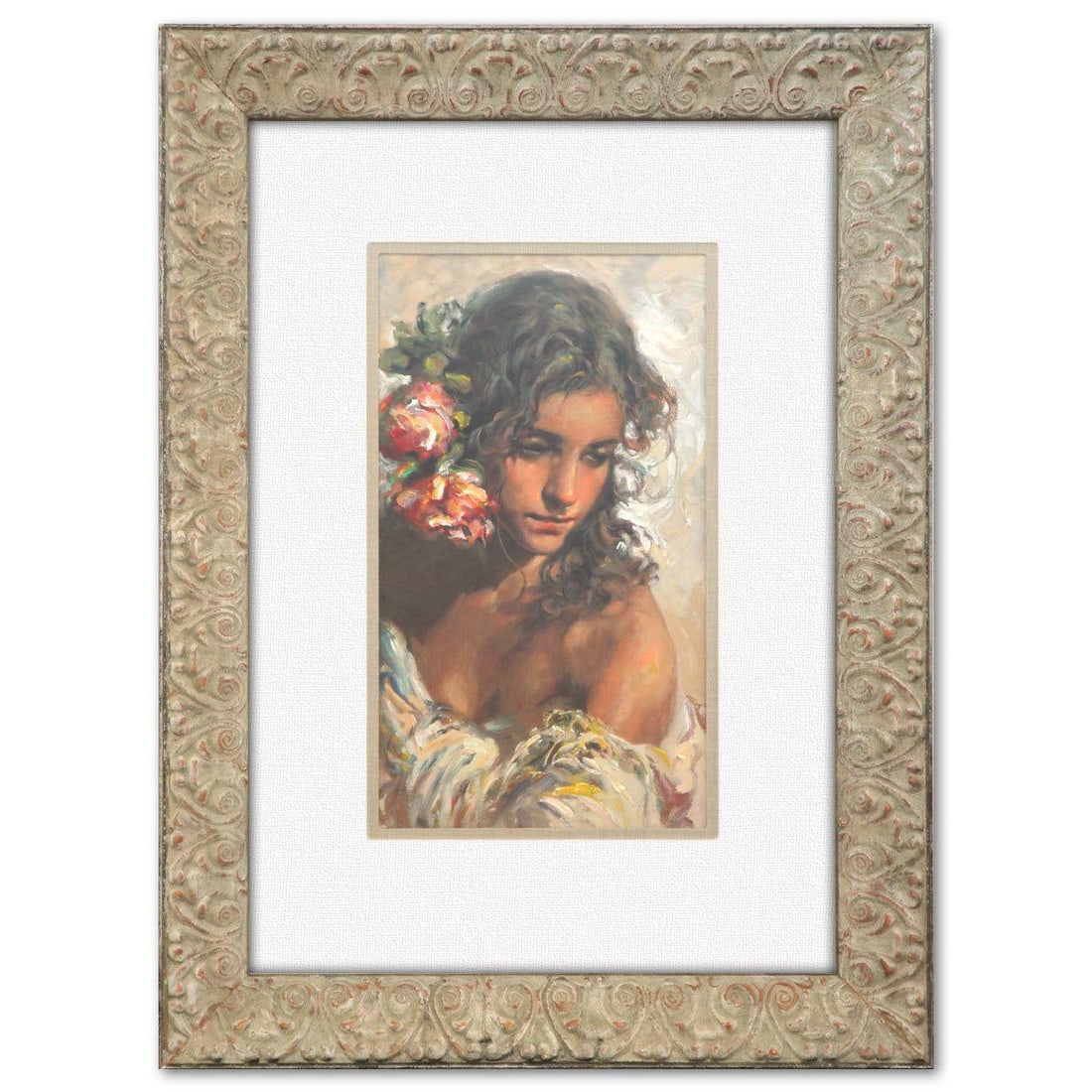 Royo- Silkcreen "Estudio": Artist: Royo. Medium: Silkcreen. Title: Estudio. Size: 18" x 11". Measures approx. 32" x 24" (framed). Signature: Hand Signed and Numbered. Reference#: 74487.