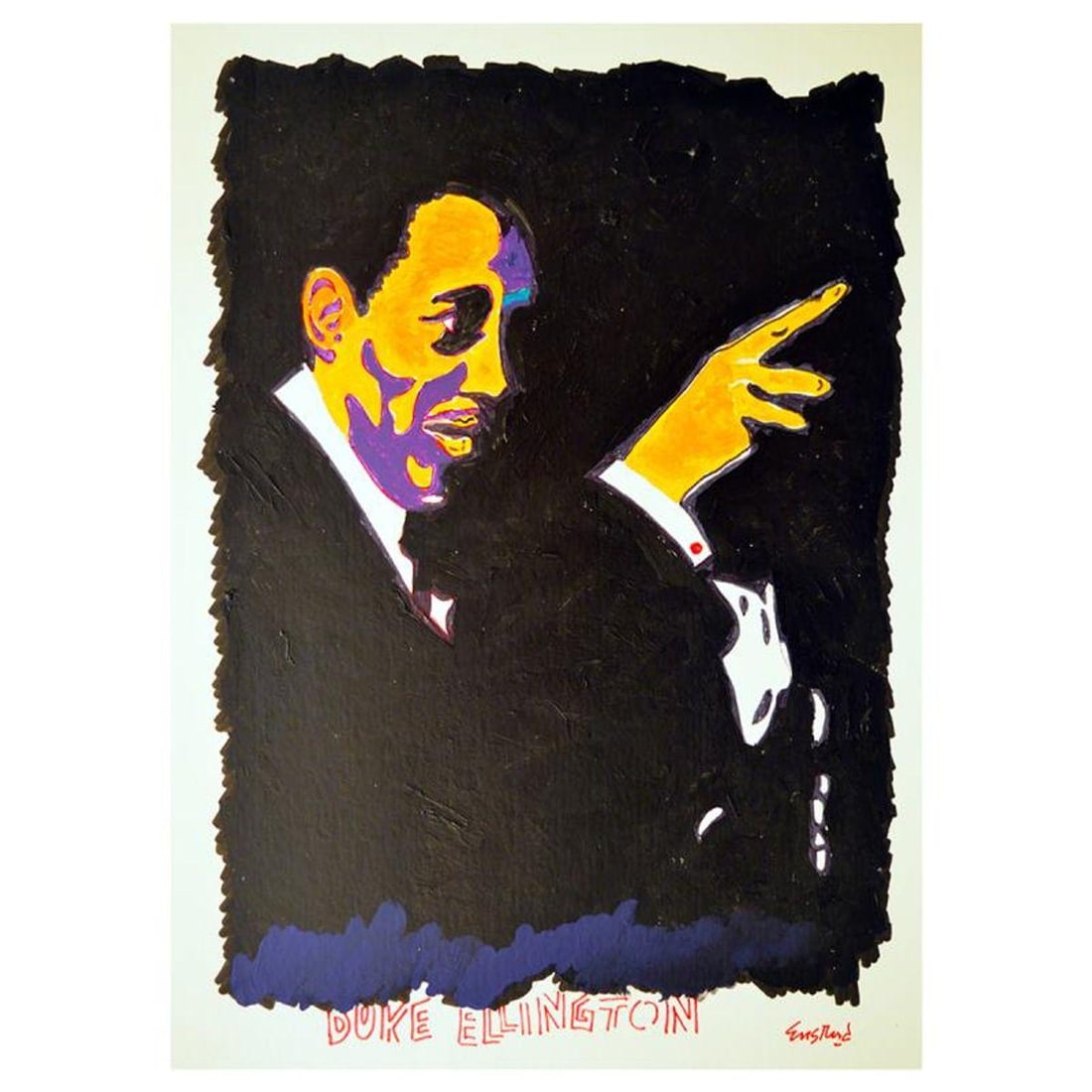 Wayne Ensrud, "Ellington" Hand Signed Original Painting with Letter of Authenticity.: Ellington is an original painting, acrylic on board by Wayne Ensrud. The piece is hand signed by the artist and comes with a Letter of Authenticity. Measures approximately 20" x 15".