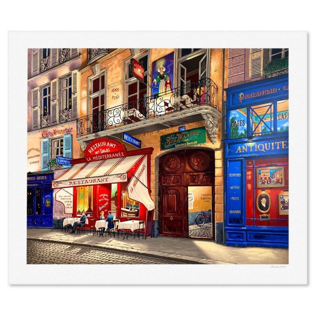 Liudmila Kondakova, "Au Bon Marche" Limited Edition Serigraph, Numbered and Hand Signed with: Au Bon Marche is a limited edition serigraph on paper by Liudmila Kondakova, hand signed by the artist. Includes Certificate of Authenticity from Chalk & Vermilion Fine Arts. Measures approx. 32" x 37
