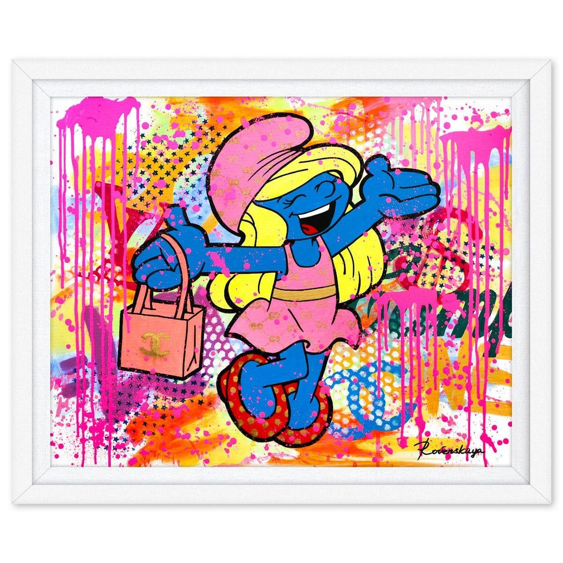 Nastya Rovenskaya- Original Oil on Canvas "Lady in Blue": Artist: Nastya Rovenskaya. Medium: Original Oil on Canvas. Title: Lady in Blue. Size: 24" x 30". Measures approx. 28" x 34" (framed). Signature: Hand signed by the artist. Certificate of Authenticity: