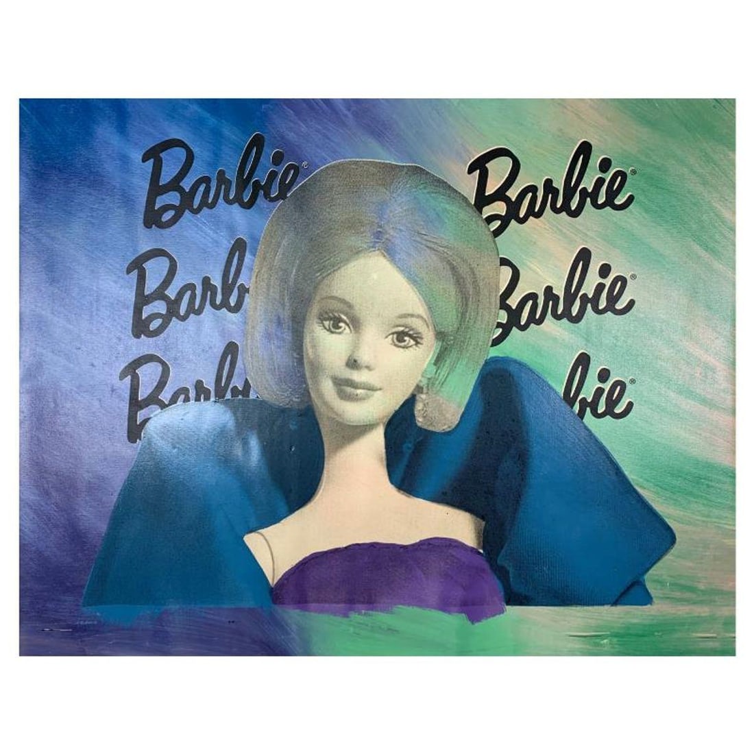 Steve Kaufman (1960-2010), "Barbie" Hand Signed Hand Pulled Silkscreen Mixed Media on Canvas with: Barbie is a hand pulled silkscreen mixed media on canvas by Andy Warhol protege Steve Kaufman (1960-2010). This piece is hand signed inverso and includes a letter of authenticity. As is common with Ka