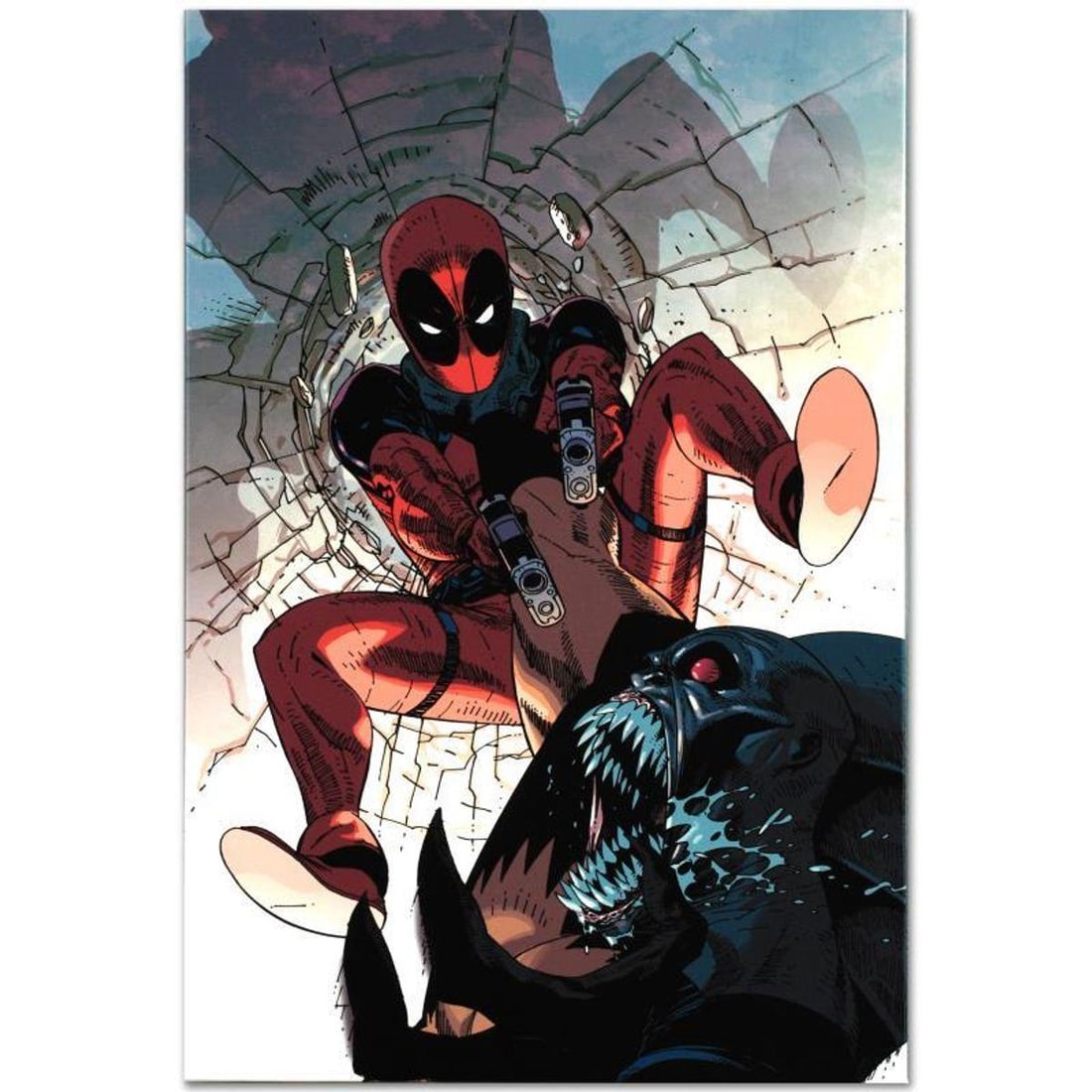 Marvel Comics "Deadpool #6" Numbered Limited Edition Giclee on Canvas by Jason Pearson with COA.: A piece of comic book history, this limited edition, from original art by Jason Pearson, depicts an epic image of Deadpool. Jason Pearson has drawn the cover art for many Marvel franchises, including
