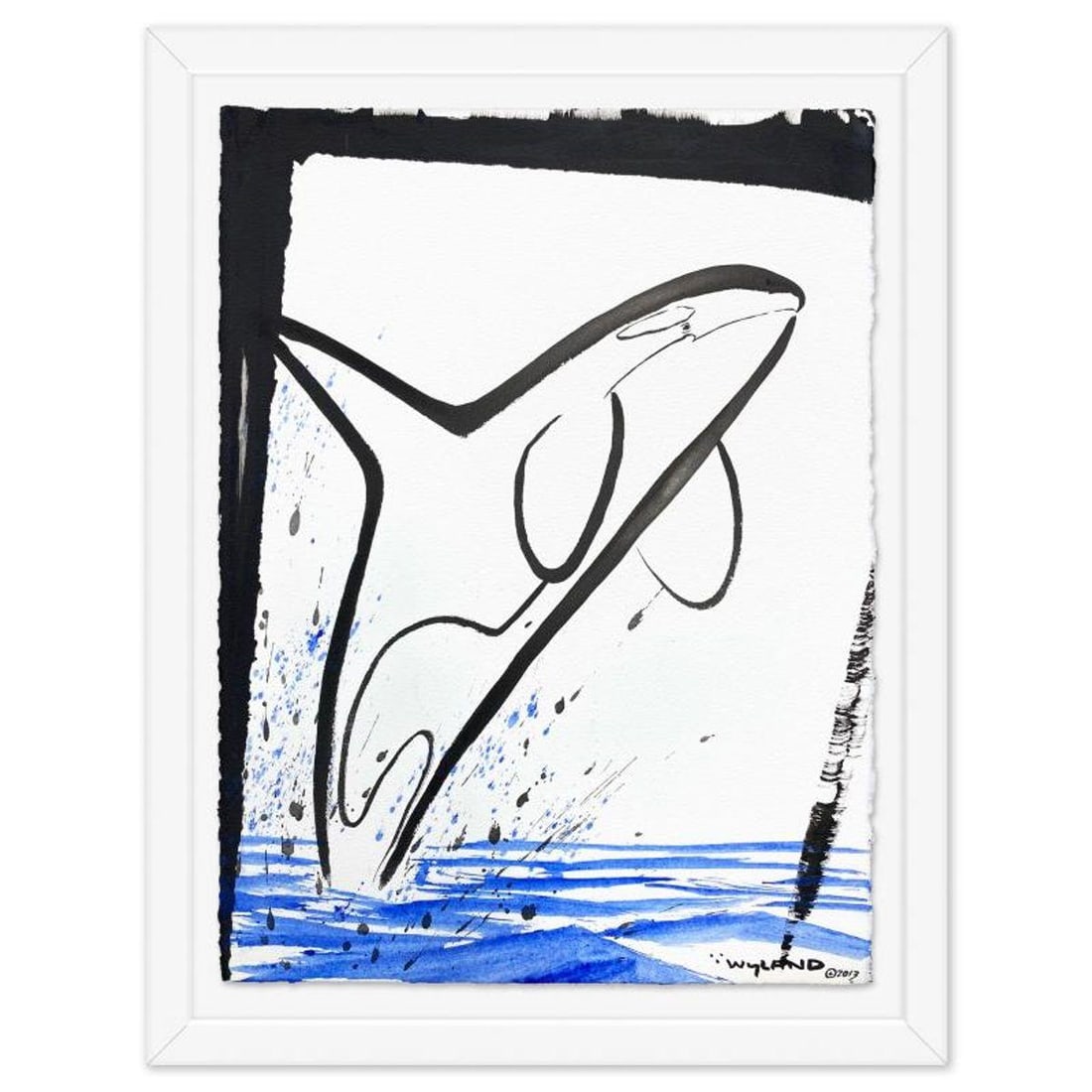 Wyland, "Orca Breach" Framed Original Sumi Ink Painting, Hand Signed with Letter of Authenticity.: Orca Breach is an original sumi ink painting on paper by Wyland, hand signed by the artist. This piece comes custom framed. Includes Letter of Authenticity. Measures approx. 37" x 30" (frame), 30" x 2