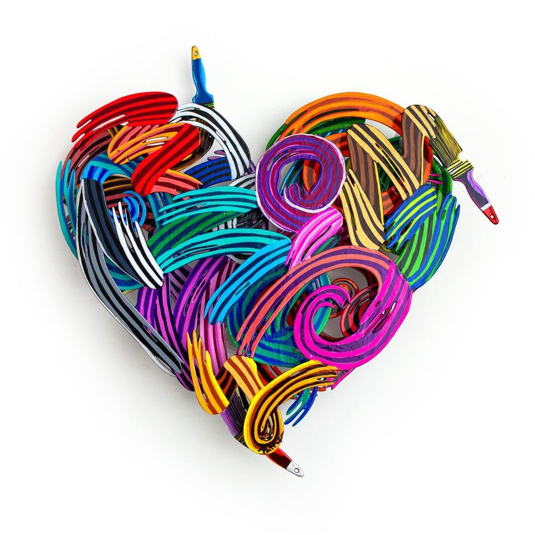 Patricia Govezensky- Original Painting on Cutout Steel "Colors of Love (Mini Series)": Artist: Patricia Govezensky. Medium: Original Painting on Cutout Steel. Title: Colors of Love (Mini Series). Size: 15" x 15". Signature: Hand Signed by the artist. Certificate of Authenticity: From th