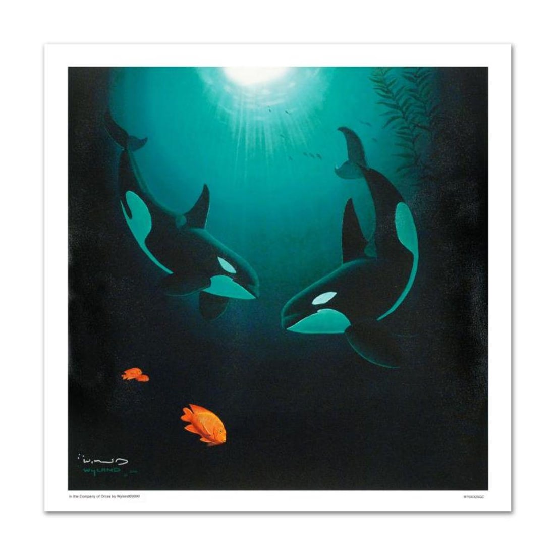 In the Company of Orcas Limited Edition Giclee on Canvas by renowned artist WYLAND, Numbered and: Wyland's true love for nature is so clearly conveyed in each of his brilliantly detailed works. "In the Company of Orcas" is a limited edition giclee on canvas, numbered and hand signed by Wyland! Inc