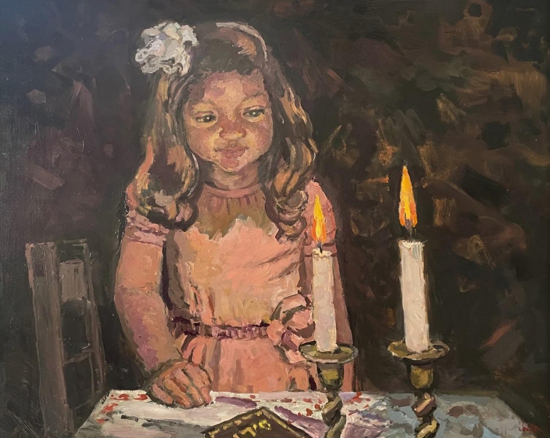 Boris Tyomkin- Oil on canvas "Shabbat Candles": Artist: Boris Tyomkin. Medium: Oil on canvas. Title: Shabbat Candles. Size: 24" x 30". Reference#: 36366.