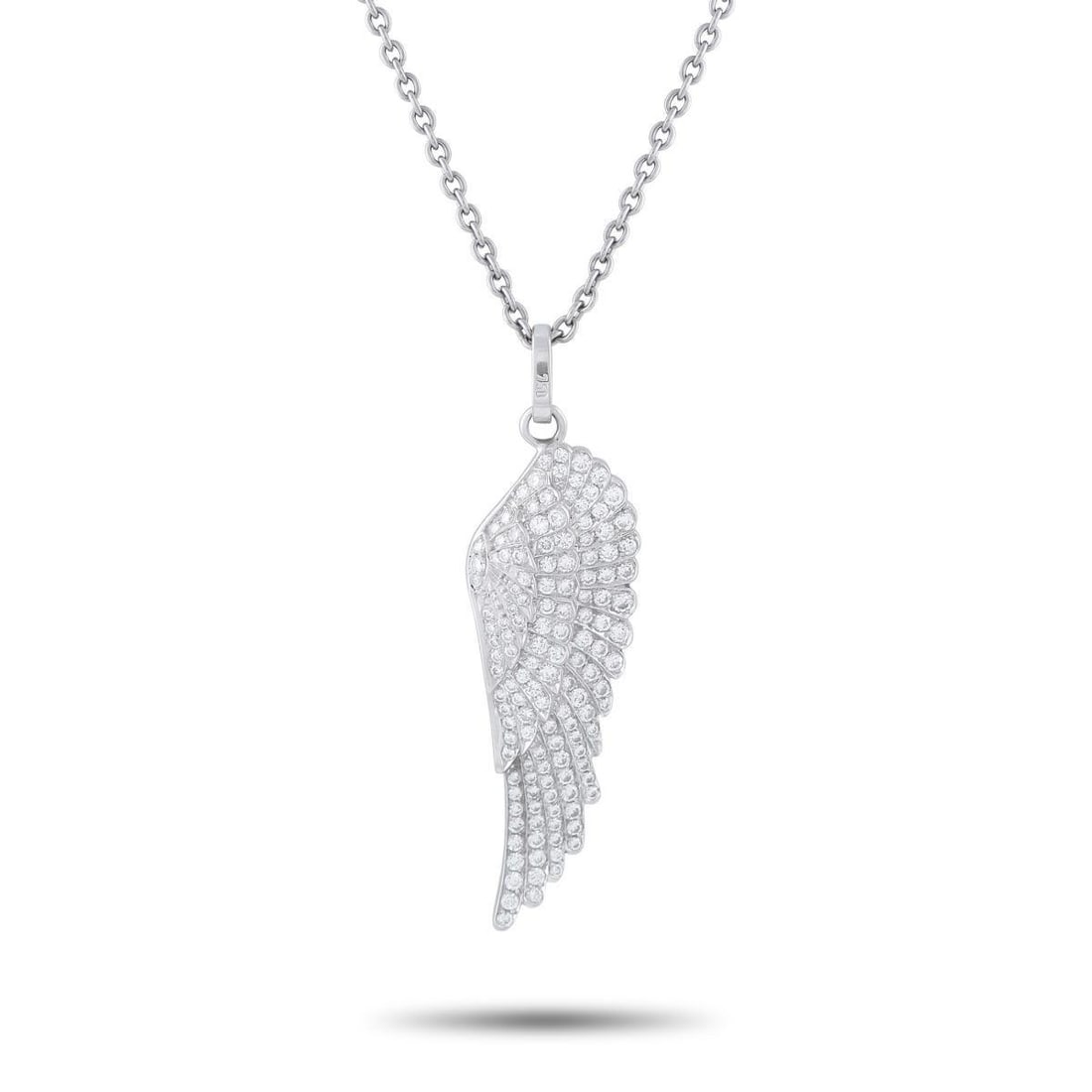 GARRARD WINGS 18K WHITE GOLD 1.35CT DIAMOND PENDANT NECKLACE: This Garrard Wings necklace features rows of gently angled feathers, which add depth and dimension to the breathtaking design. Inspired by angel wings, this pieces pendant comes to life thanks to spar