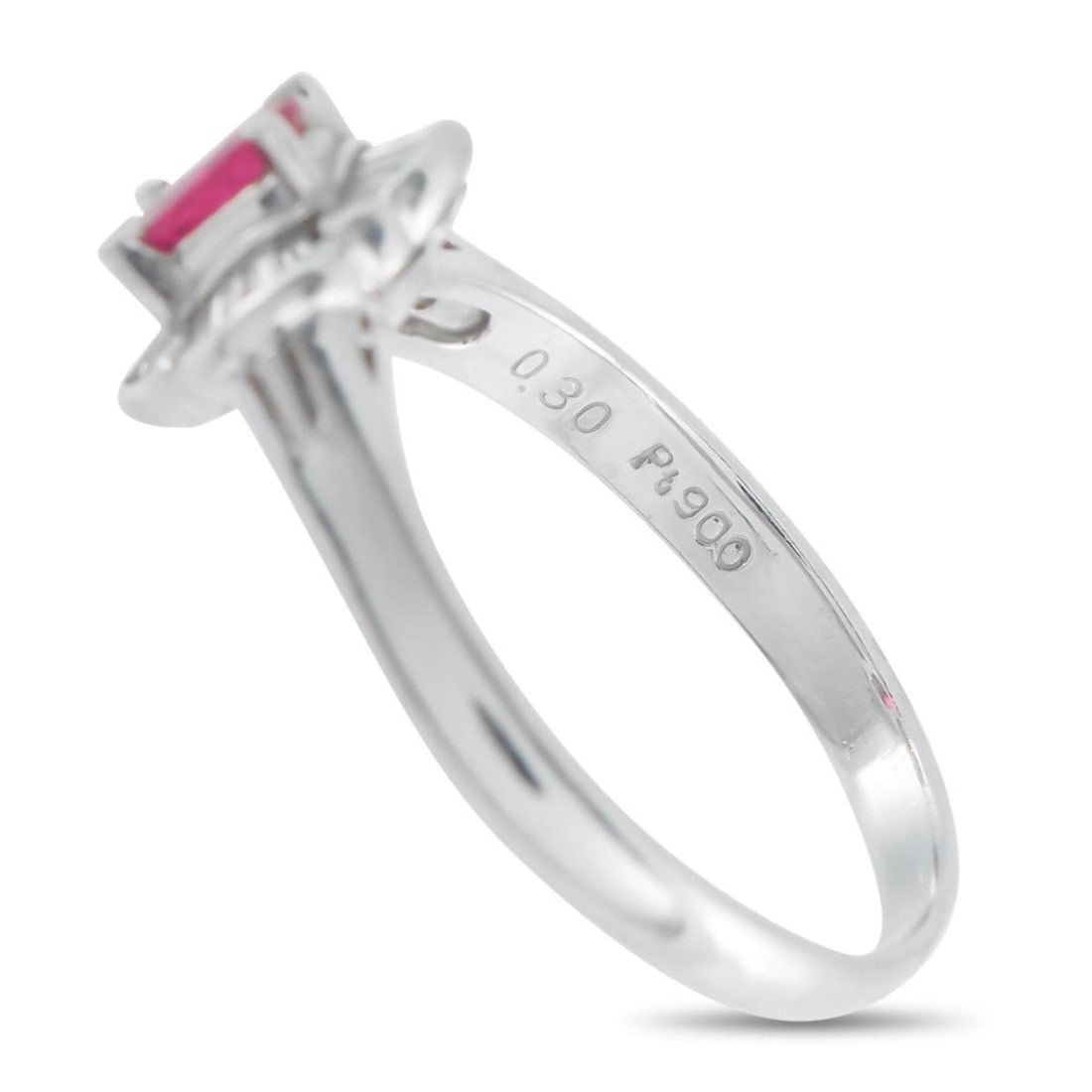PLATINUM 0.20CT DIAMOND AND RUBY RING - 4