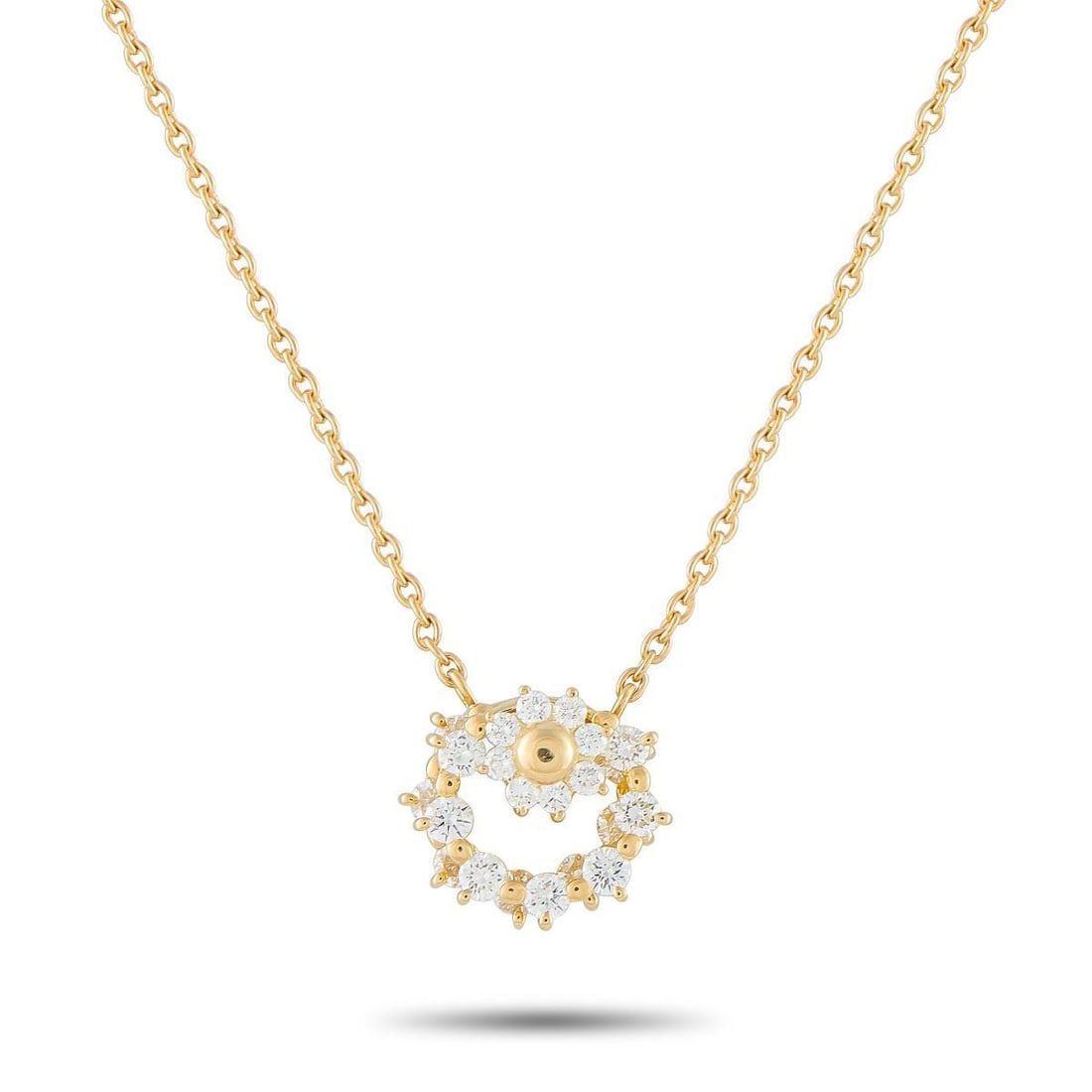 WALTHAM 18K YELLOW GOLD 0.80CT DIAMOND NECKLACE: An understated design makes this Waltham necklace ideal for any occasion. Diamonds with a total weight of 0.80 carats allow this piece to effortlessly catch the light. Set in 18K Yellow Gold, the pend