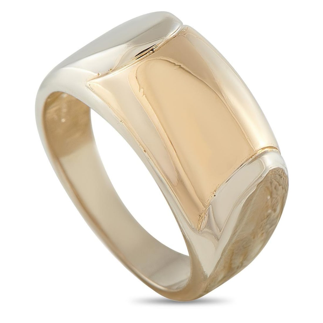BVLGARI TRONCHETTO 18K YELLOW GOLD RING: This Bvlgari ring highlights the Tronchetto collection's signature approach, simplicity made striking. Crafted in 18K yellow gold, the band curves with a smooth line, its polished surface reflecting l