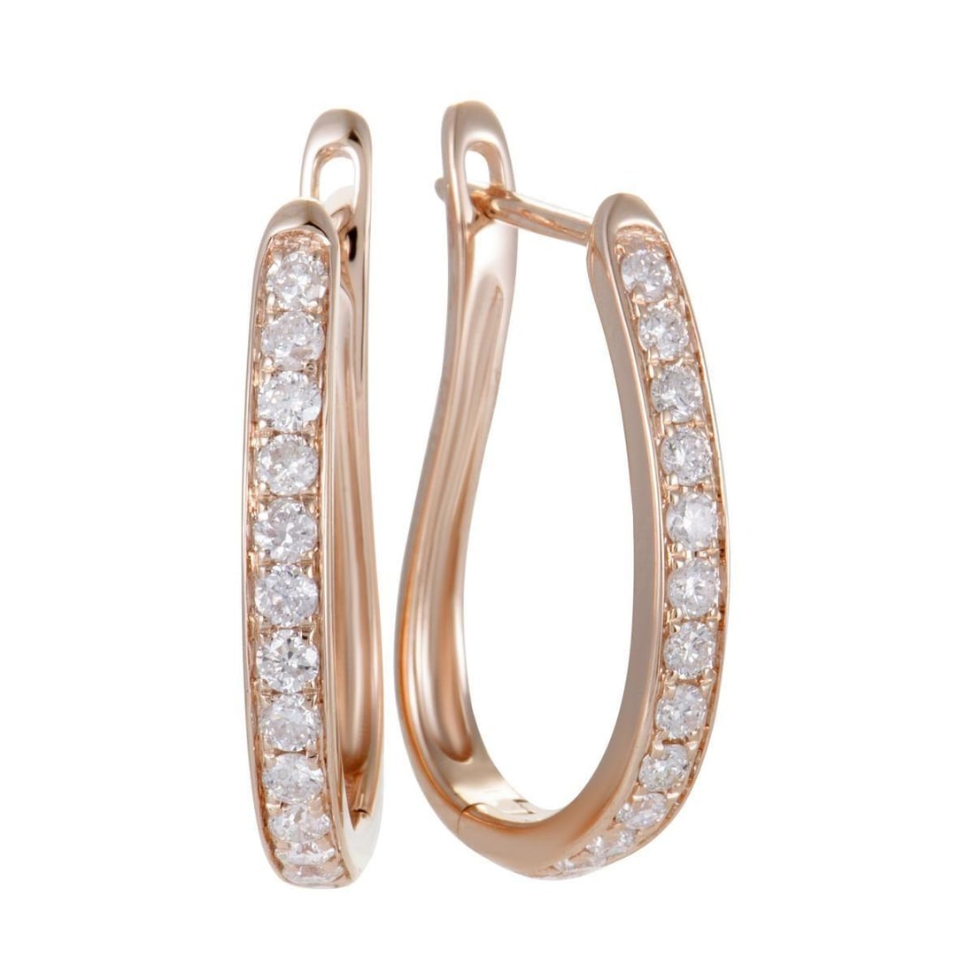 ~.75CT 14K ROSE GOLD DIAMOND OVAL HOOP EARRINGS: These beautiful 14K rose gold earrings are an exquisite display of elegance and style. The stunning earrings are decorated in 0.75ct diamonds that add a luxuriously fashionable appeal to the breathtak