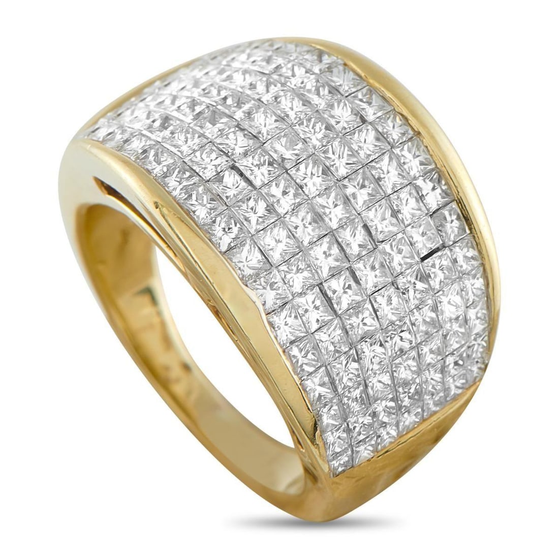 14K YELLOW GOLD 3.36CT DIAMOND RING: This luxury ring will add a touch of sparkle to any ensemble. Bold and incredibly stylish, the sleek 14K Yellow Gold setting comes to life thanks to inset Diamonds with a total weight of 3.36 carats.