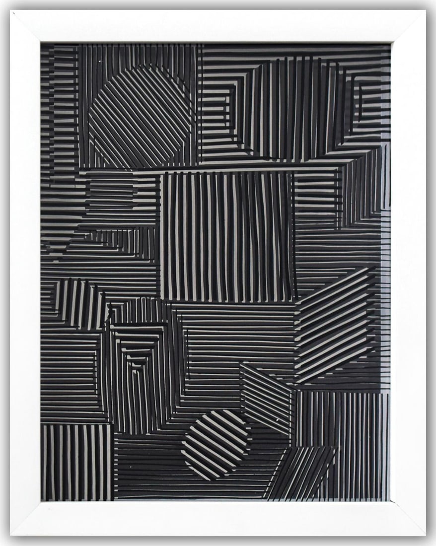 Victor Vasarely- 3D Wall Sculpture/object "Cinetiques": Artist: Victor Vasarely. Medium: 3D Wall Sculpture/object. Title: Cinetiques. Size: 11" x 9". Measures approx. 13" x 10.5" (framed). Additional: Custom Framed. 2 layers- Top layer printed on clear Luc
