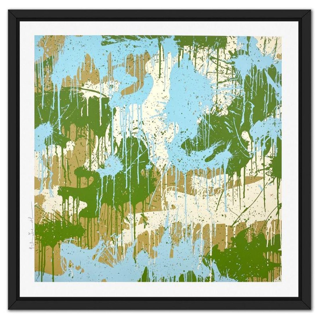 Mr. Brainwash, "Camo Splash H" Framed Limited Edition Silk Screen, Hand Signed with Certificate of: Camo Splash H is a limited edition silk screen print on paper by Mr Brainwash, hand signed and thumb-printed by the artist. The piece comes custom framed with a Certificate of Authenticity. Measures a