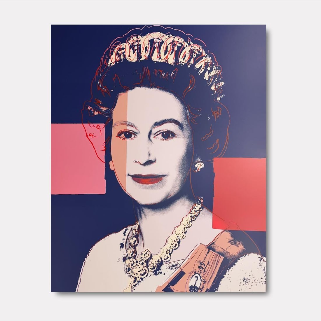 Andy Warhol- Silk Screen on Museum Board "Queen Elizabeth II of the United Kingdom 337": Artist: Andy Warhol. Medium: Silk Screen on Museum Board. Title: Queen Elizabeth II of the United Kingdom 337. Size: 38" x 30" 1/4". Certificate of Authenticity: Limited Edition of 3500. Additional: A
