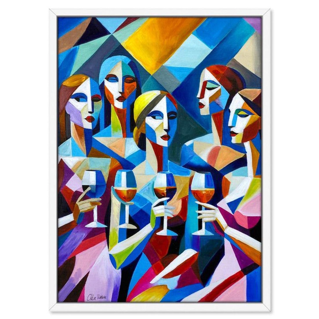 Chloe Victoria, "Glass Reflection" Framed One-of-a-Kind Mixed Media Overpaint on Canvas, Hand Signed: Glass Reflection is a one-of-a-kind mixed media overpaint on canvas by Chloe Victoria, hand signed by the artist. This piece comes custom framed. Includes Letter of Authenticity. Measures approx. 23"